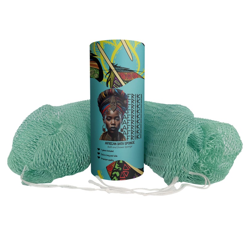 AFRIKI African Net Sponge  Authentic African Exfoliating Sponge  Black Owned  Back Scrubber  45 inch Long for Normal to Sensitive Skin  for Daily use  Original Collection - Image 1